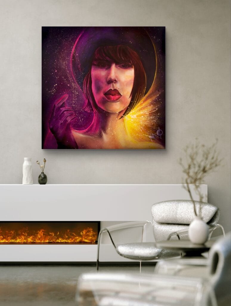 Toile Snob accrochée dans un salon moderne