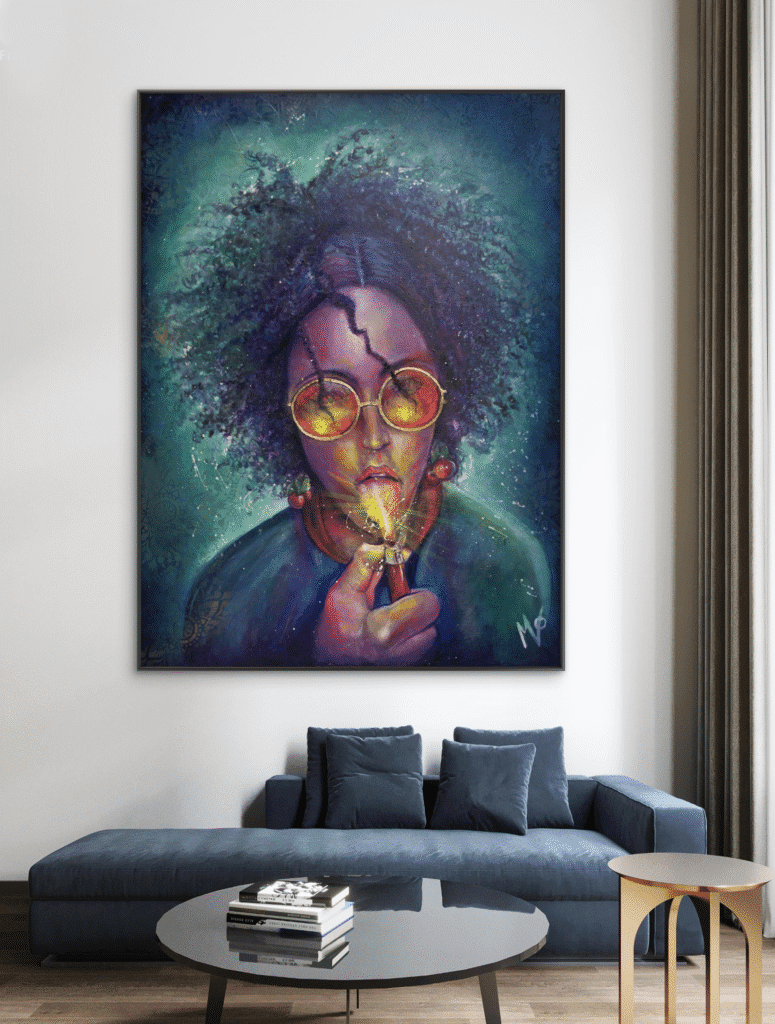 Toile Blow fun with me accrochée dans un intérieur