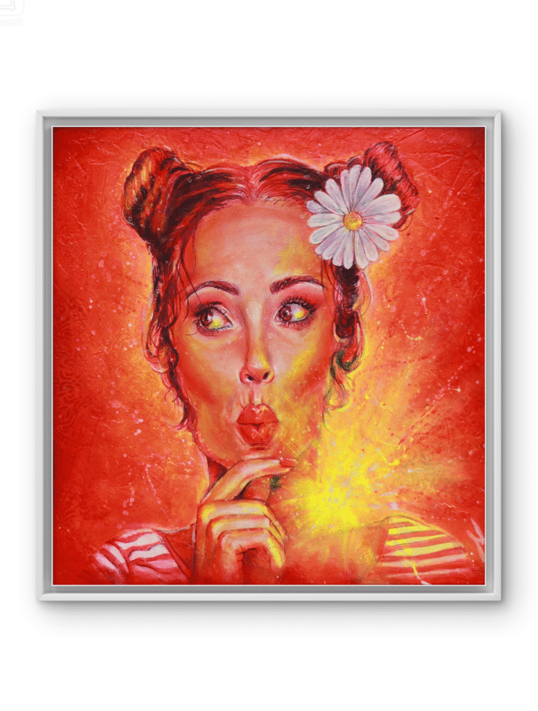 Portrait coloré femme avec fleur blanche