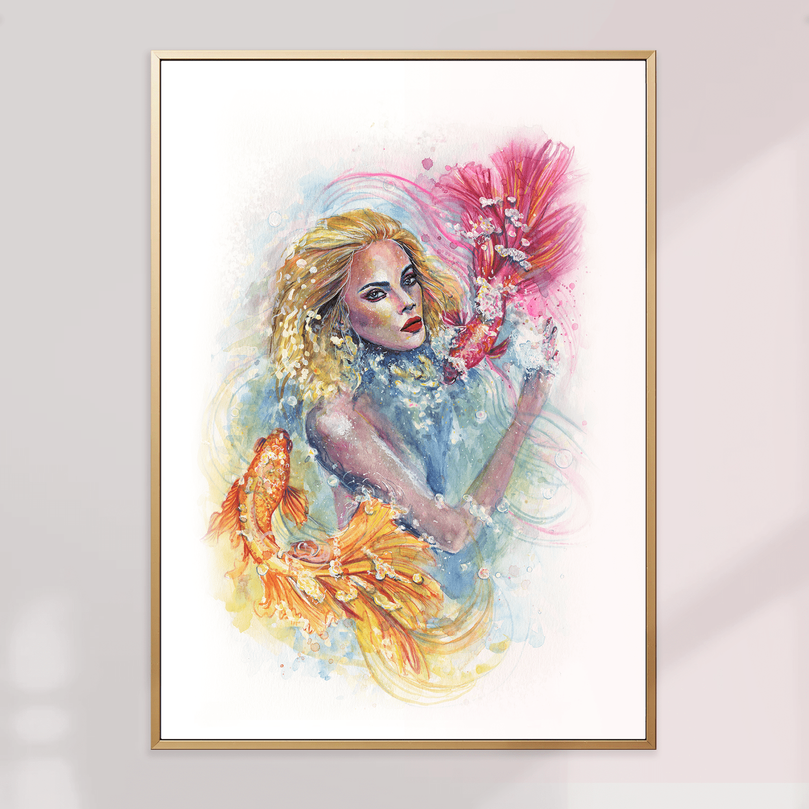 Affiche murale artistique - femme et poissons – illustration artistique