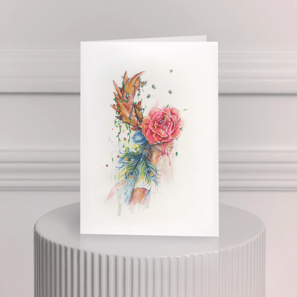 Carte aquarelle femme poétique