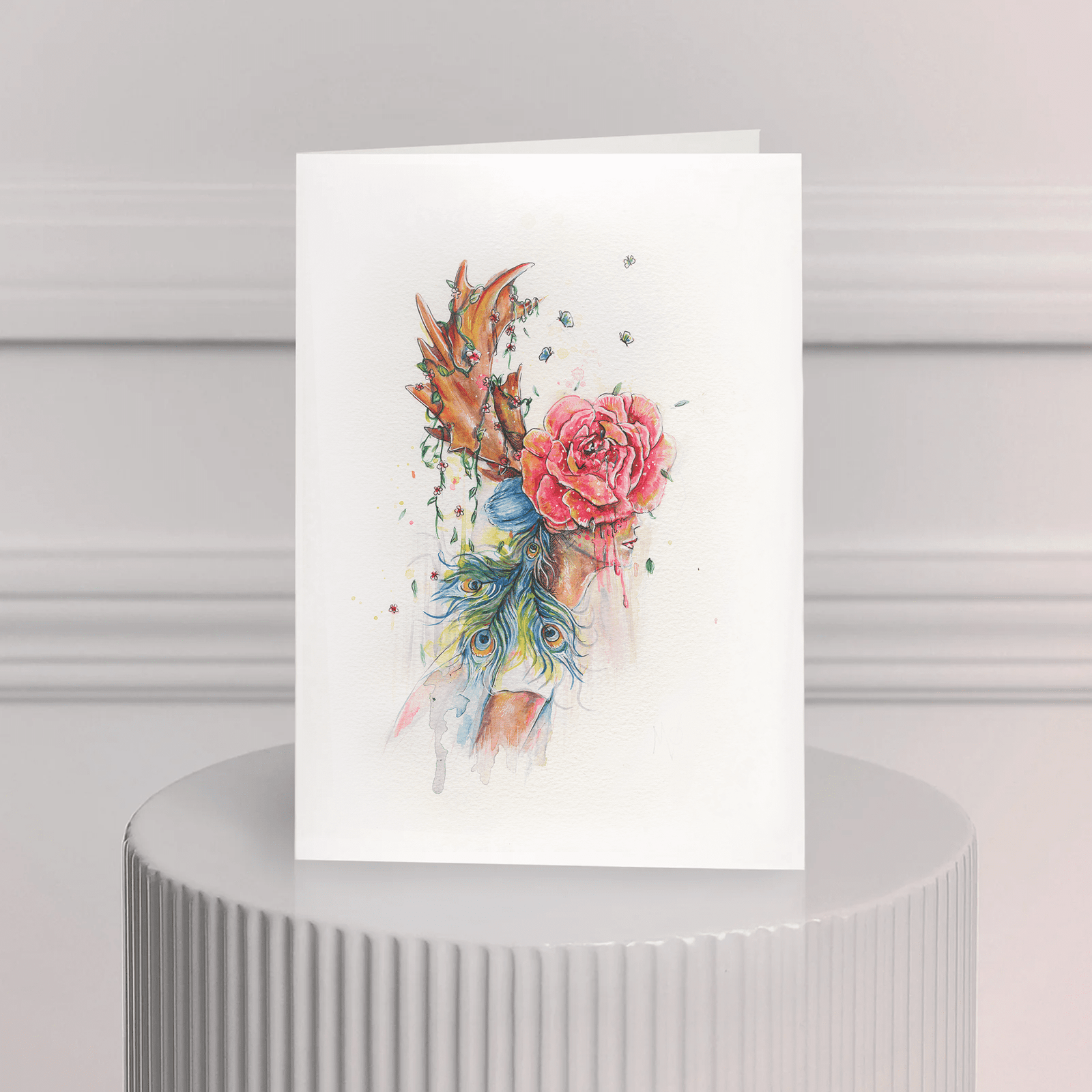 Carte aquarelle femme poétique