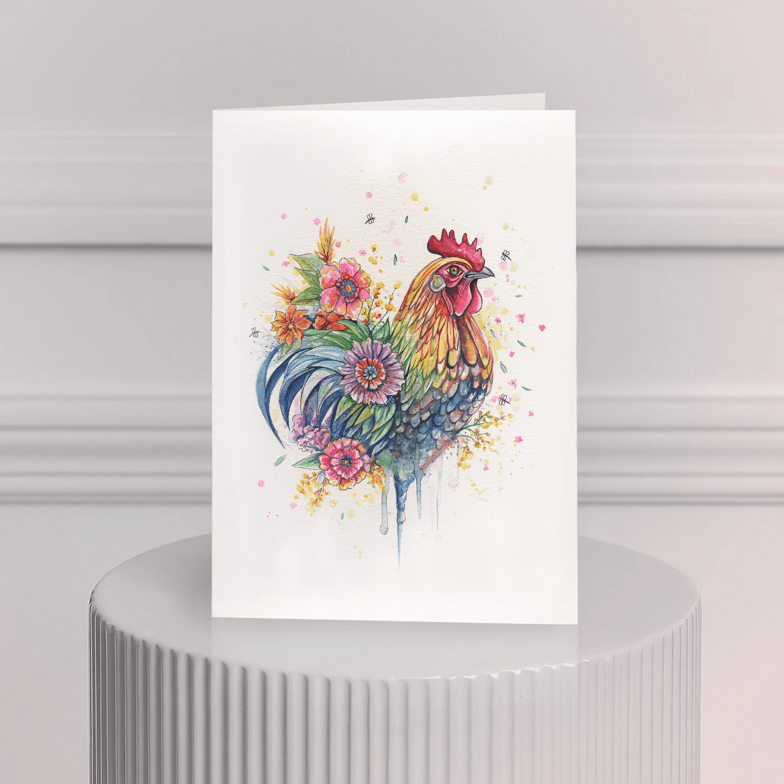 Carte poétique représentant une mère éléphant et son petit entourés de fleurs. Idéale pour la fête des mères ou un message tendre.