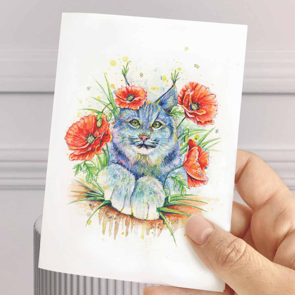 Carte de souhait aquarelle – suricates fleuris