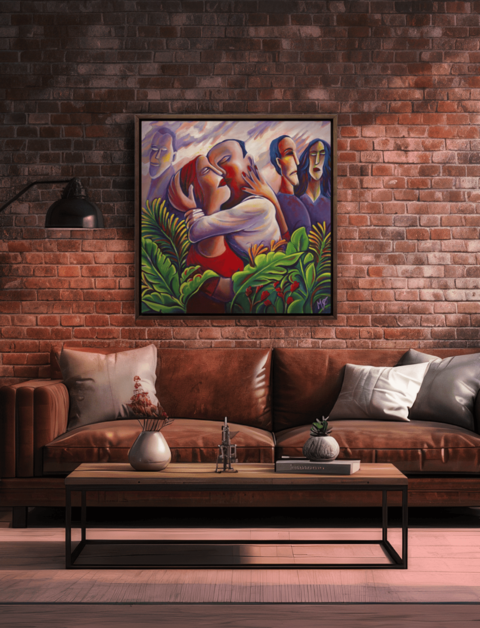 Échelle brick wall decorated with red brown furniture s 921860 145348 Topaz Gigapixel 2x